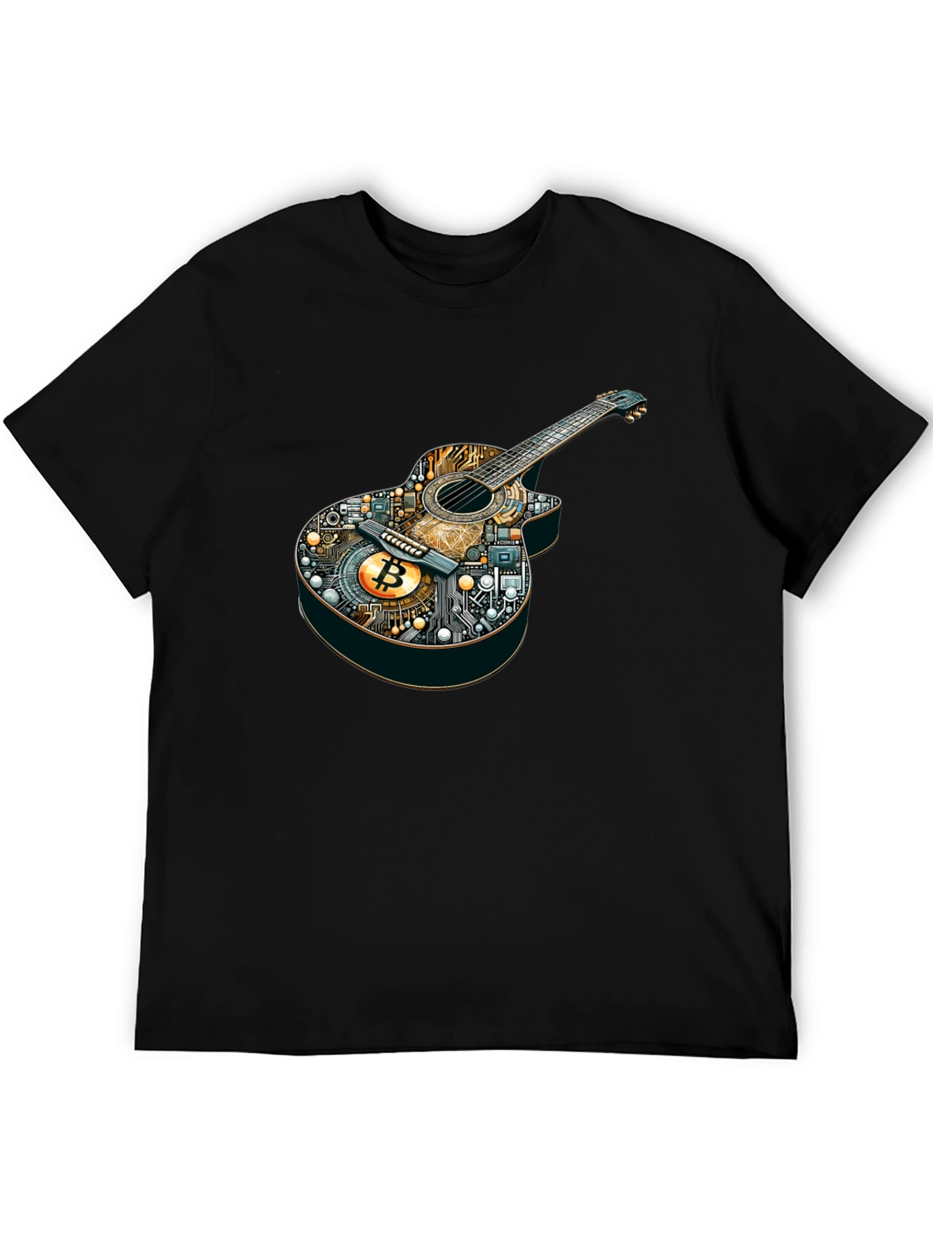 Bitcoin Guitar Graphic Tee - Music & Crypto Fusion