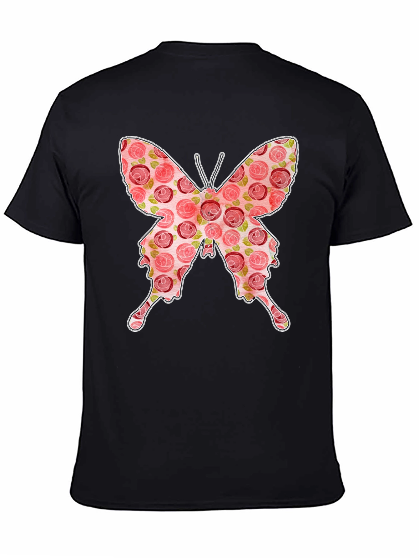 Floral Butterfly Graphic Tee - Stylish Black T-Shirt