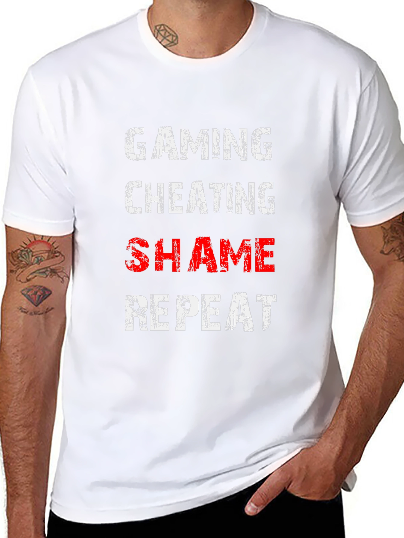 Gaming Cheating Shame Repeat Black T-Shirt
