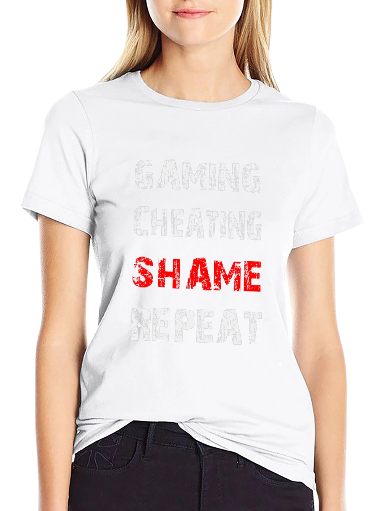 Gaming Cheating Shame Repeat Black T-Shirt