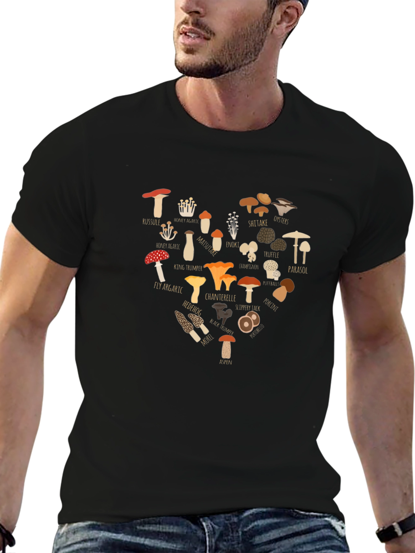 Mushroom Heart Graphic T-Shirt - Fungi Lover Tee
