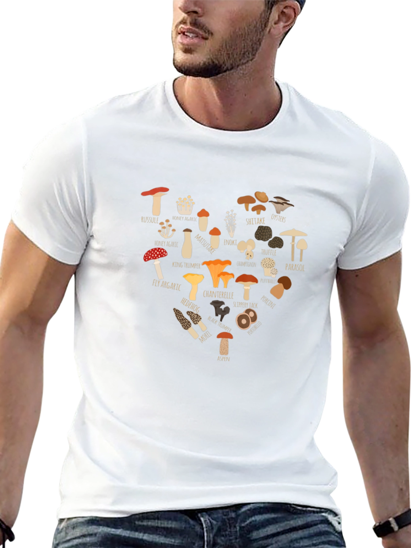 Mushroom Heart Graphic T-Shirt - Fungi Lover Tee