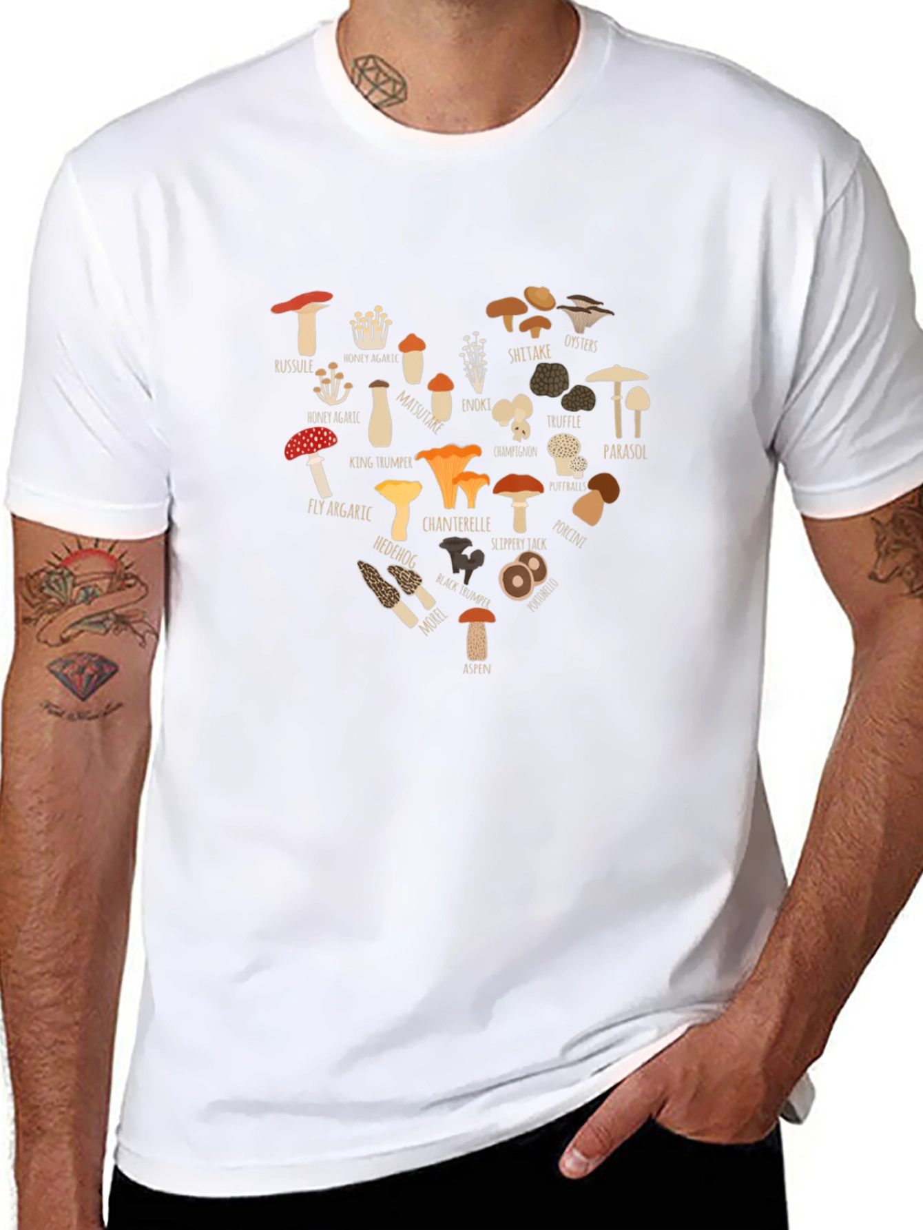 Mushroom Heart Graphic T-Shirt - Fungi Lover Tee