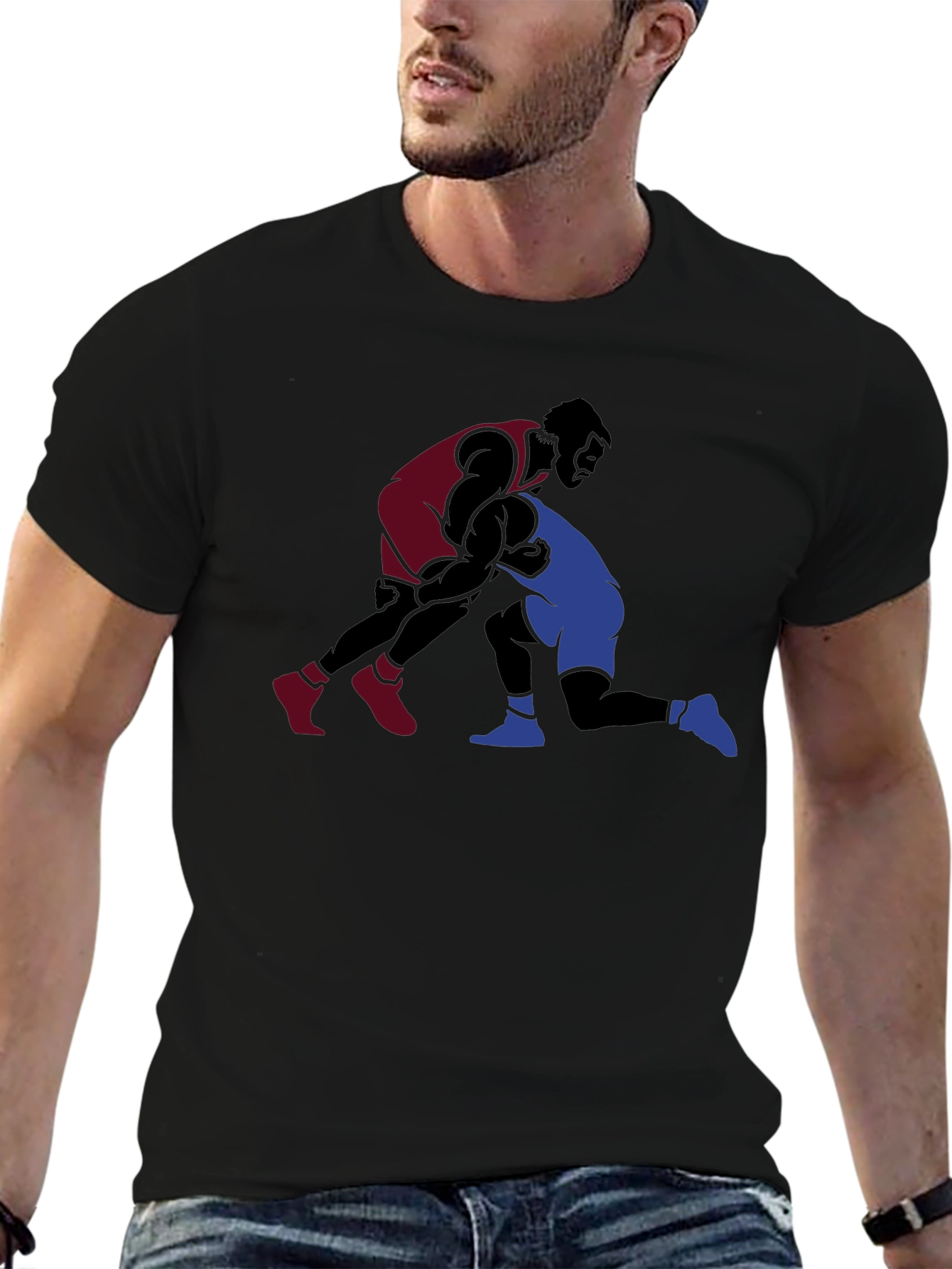 Wrestling Graphic Black T-Shirt