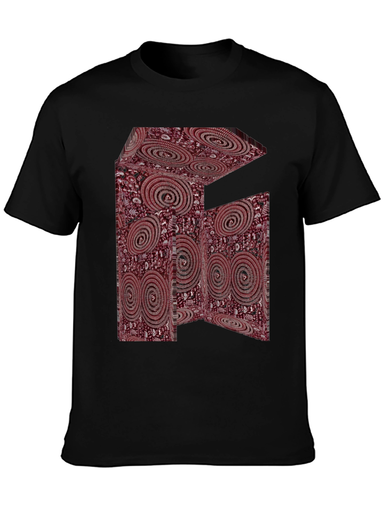Abstract Swirl Design Black T-Shirt