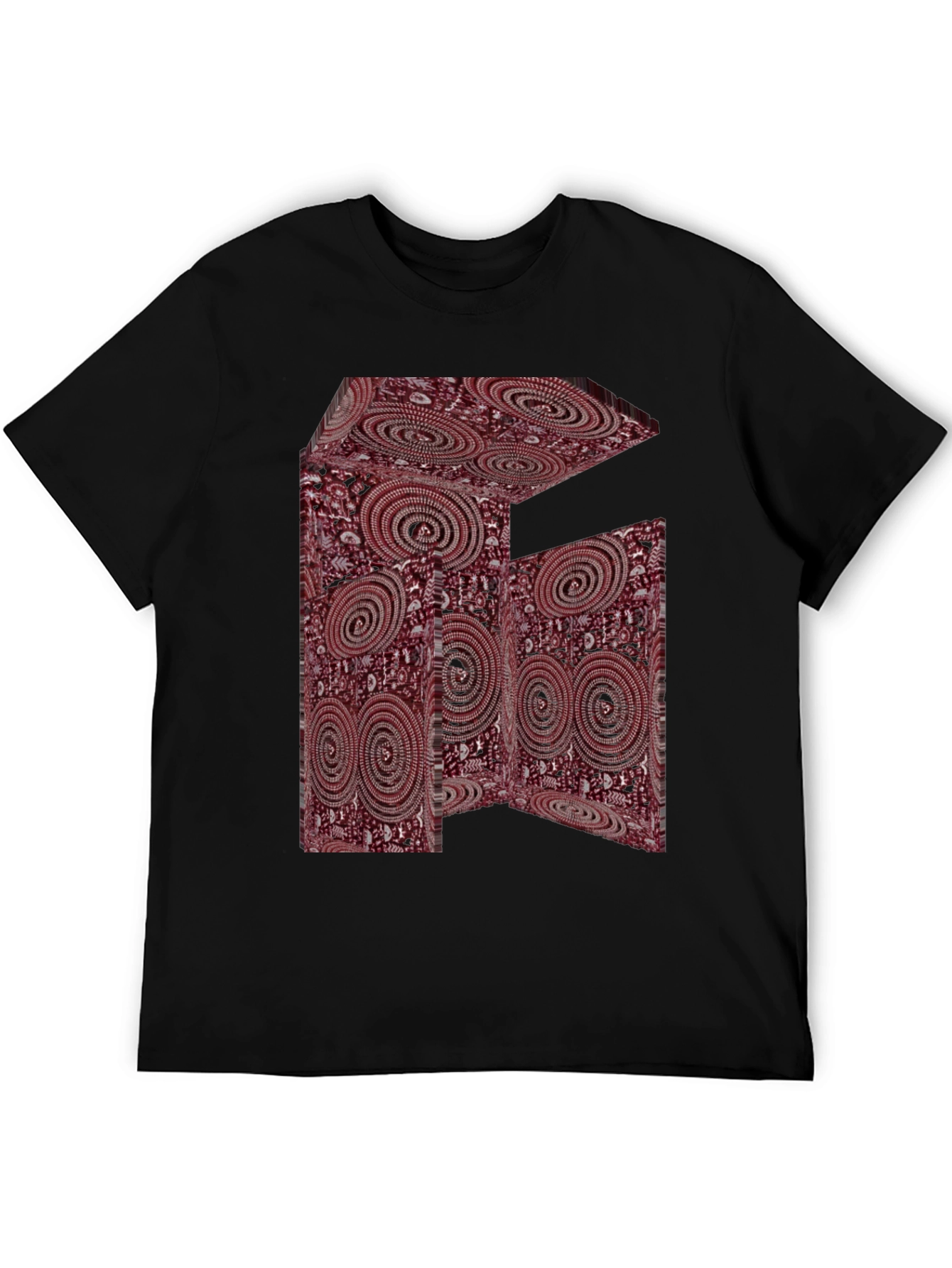 Abstract Swirl Design Black T-Shirt