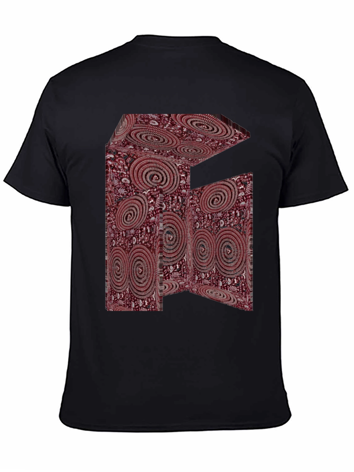 Abstract Swirl Design Black T-Shirt