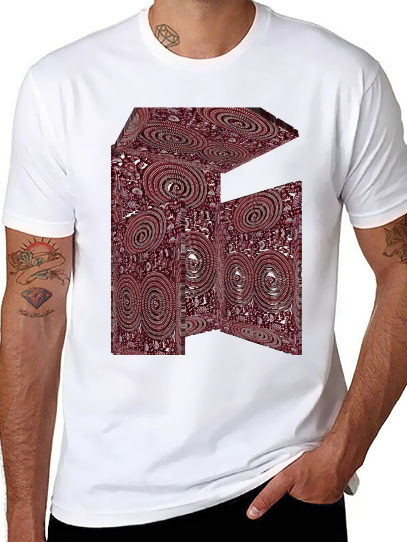 Abstract Swirl Design Black T-Shirt