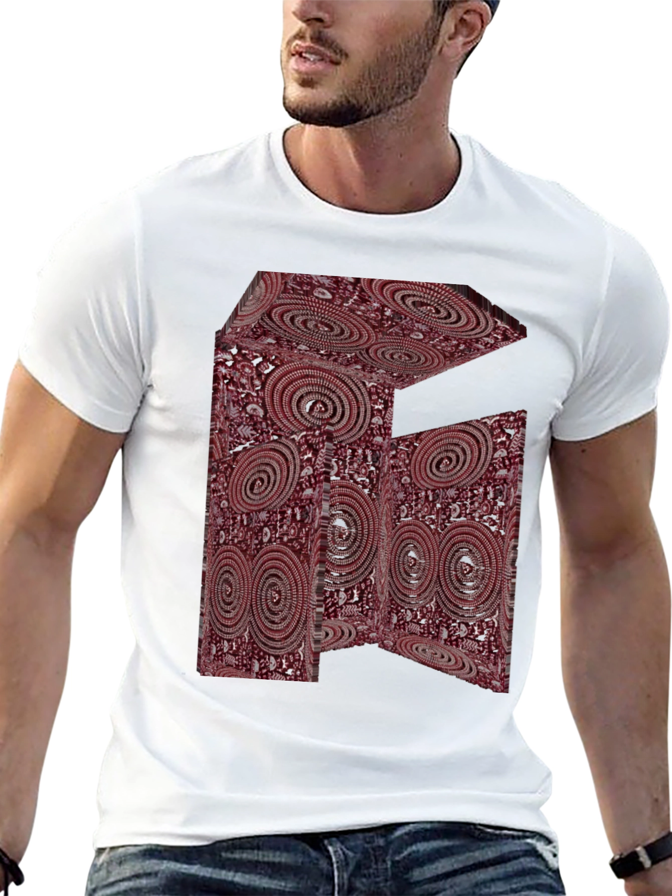 Abstract Swirl Design Black T-Shirt
