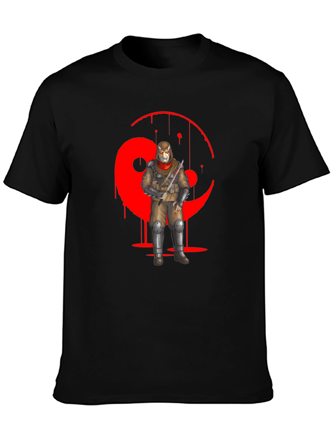 Red Yin Yang Ninja Graphic Black T-Shirt