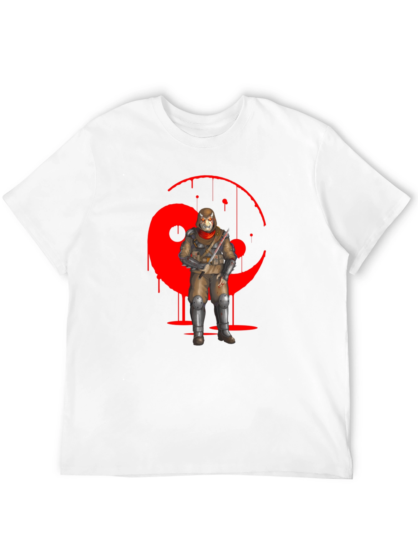 Red Yin Yang Ninja Graphic Black T-Shirt
