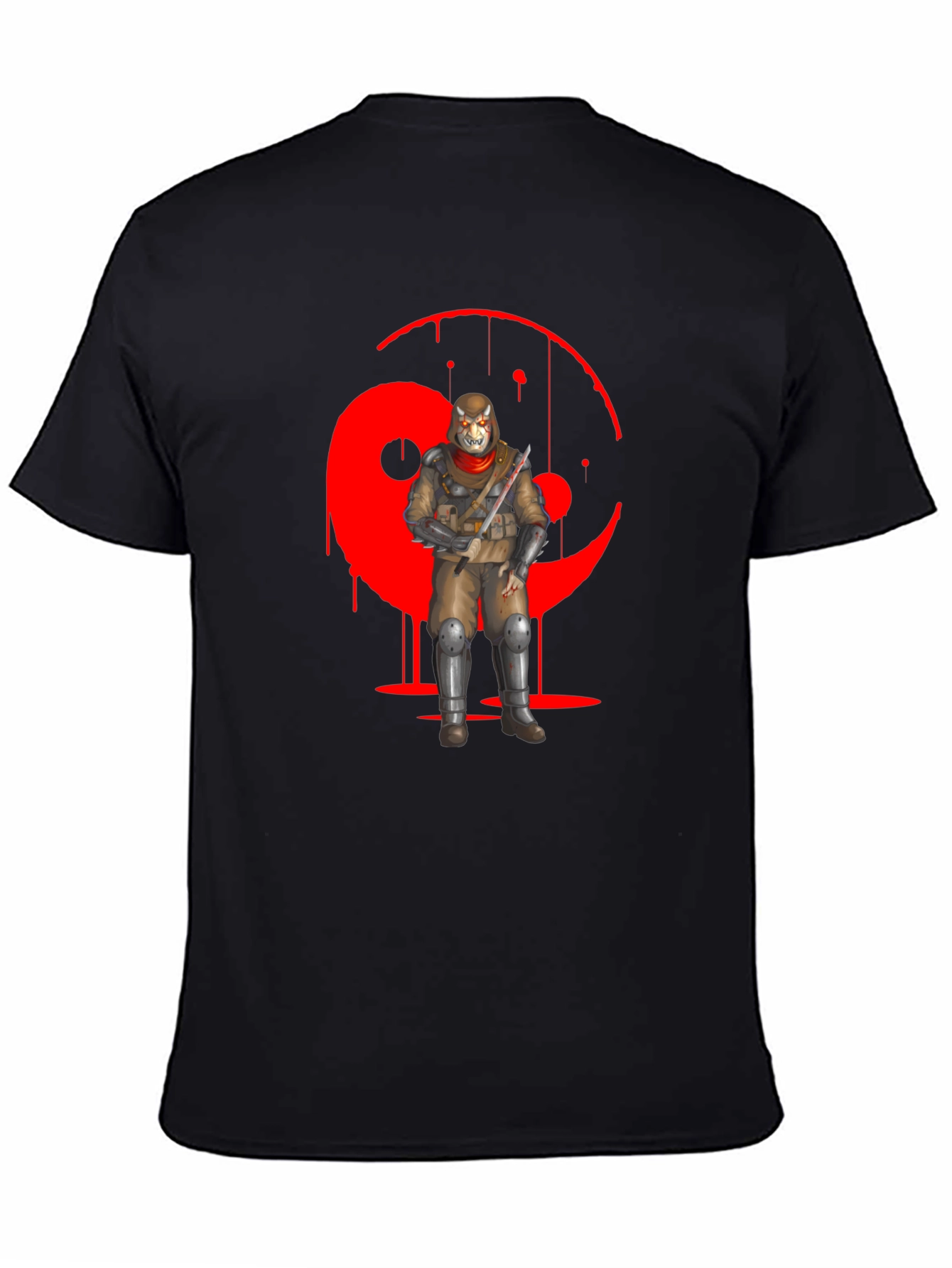 Red Yin Yang Ninja Graphic Black T-Shirt