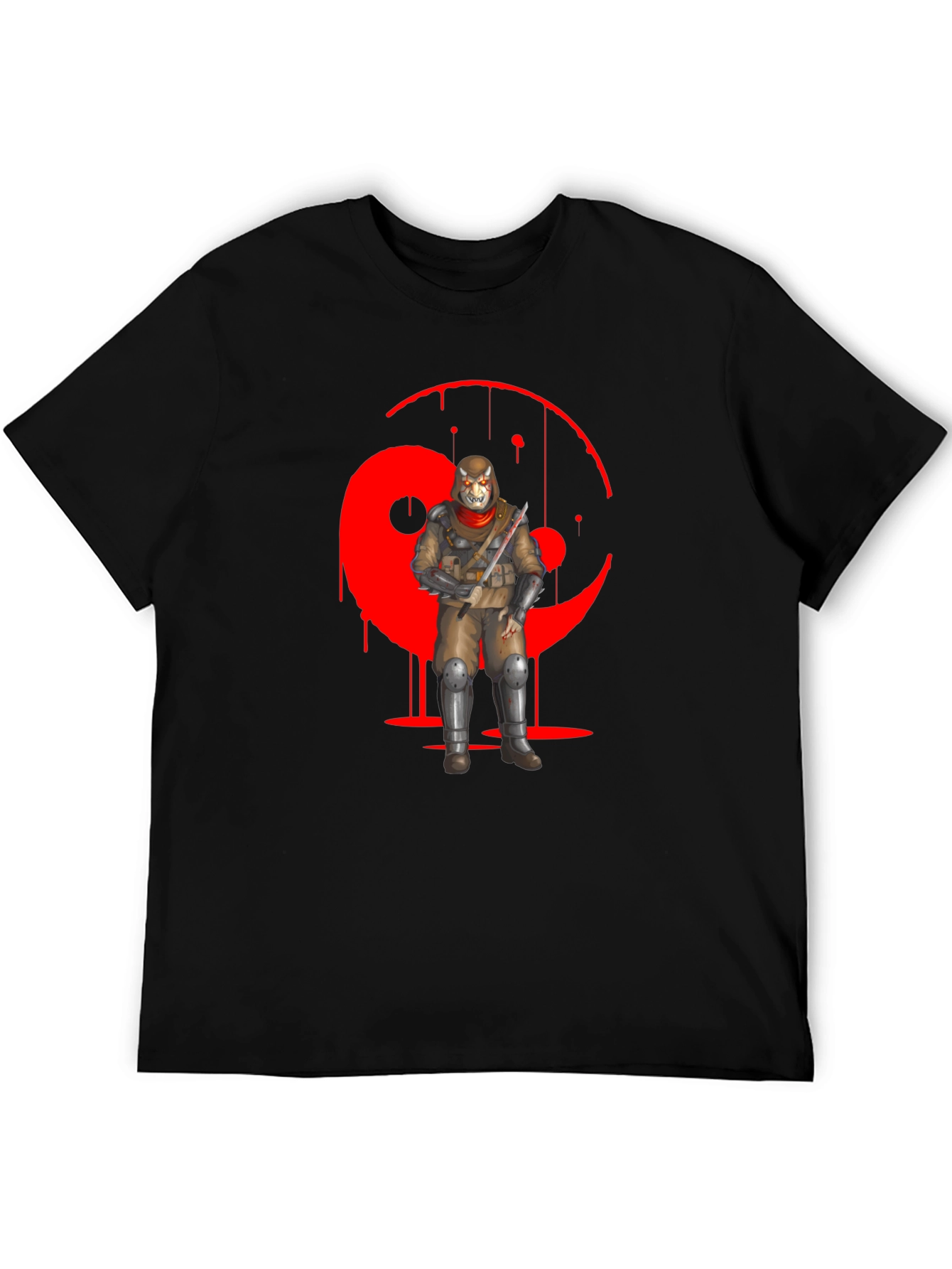 Red Yin Yang Ninja Graphic Black T-Shirt