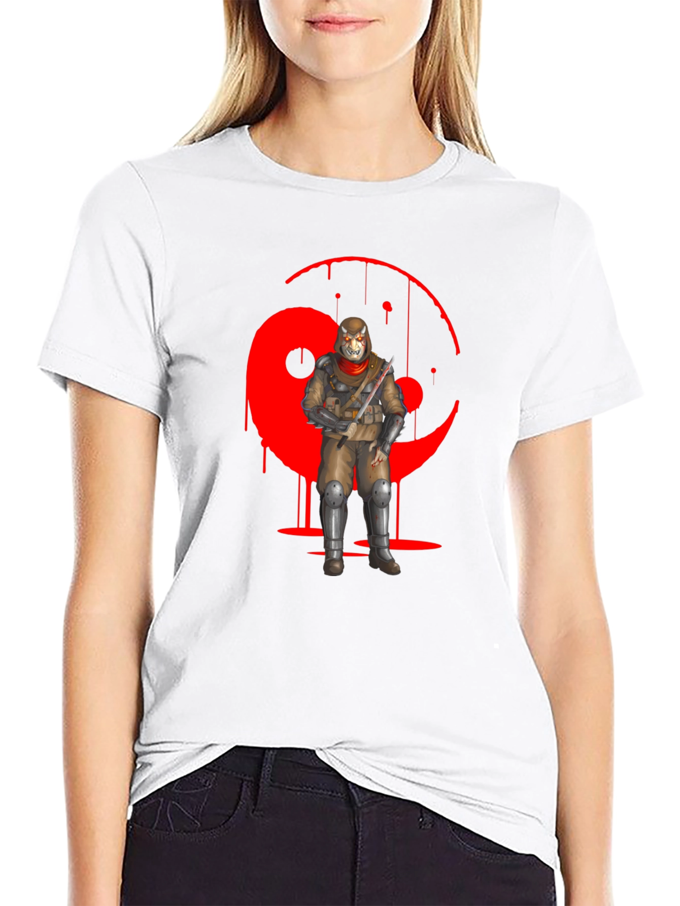 Red Yin Yang Ninja Graphic Black T-Shirt