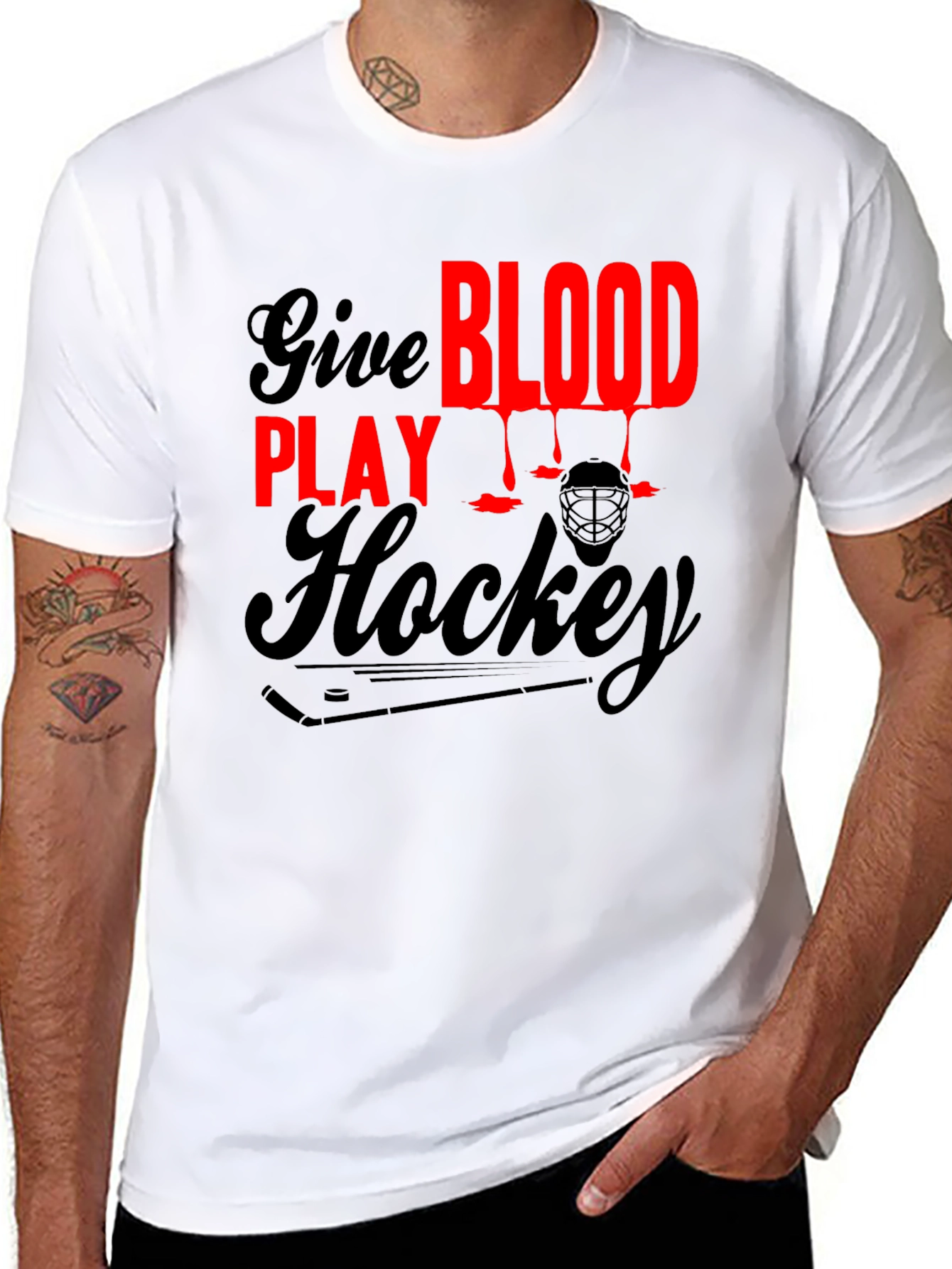 Give Blood Play Hockey Graphic T-Shirt