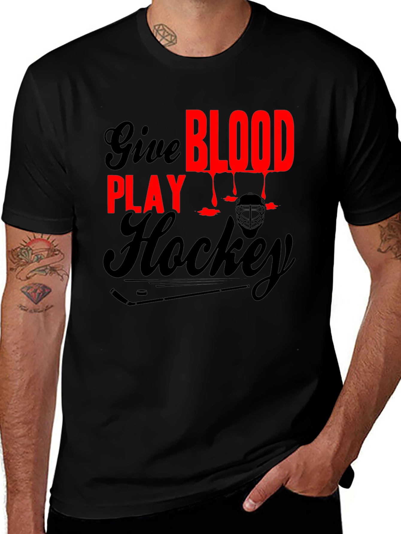 Give Blood Play Hockey Graphic T-Shirt