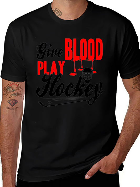 Give Blood Play Hockey Graphic T-Shirt