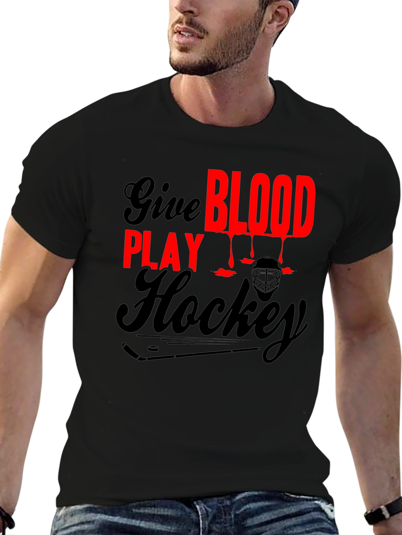 Give Blood Play Hockey Graphic T-Shirt