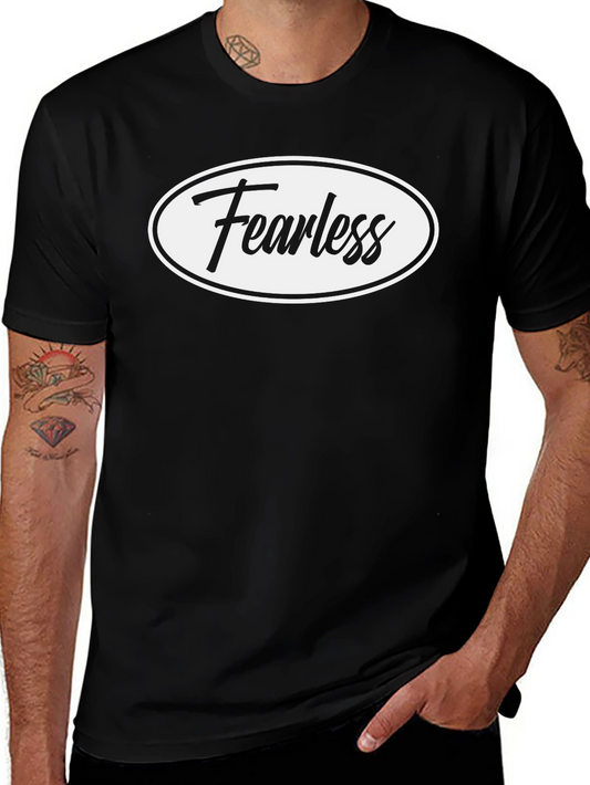 Fearless Black Graphic Tee - Stylish Crew Neck