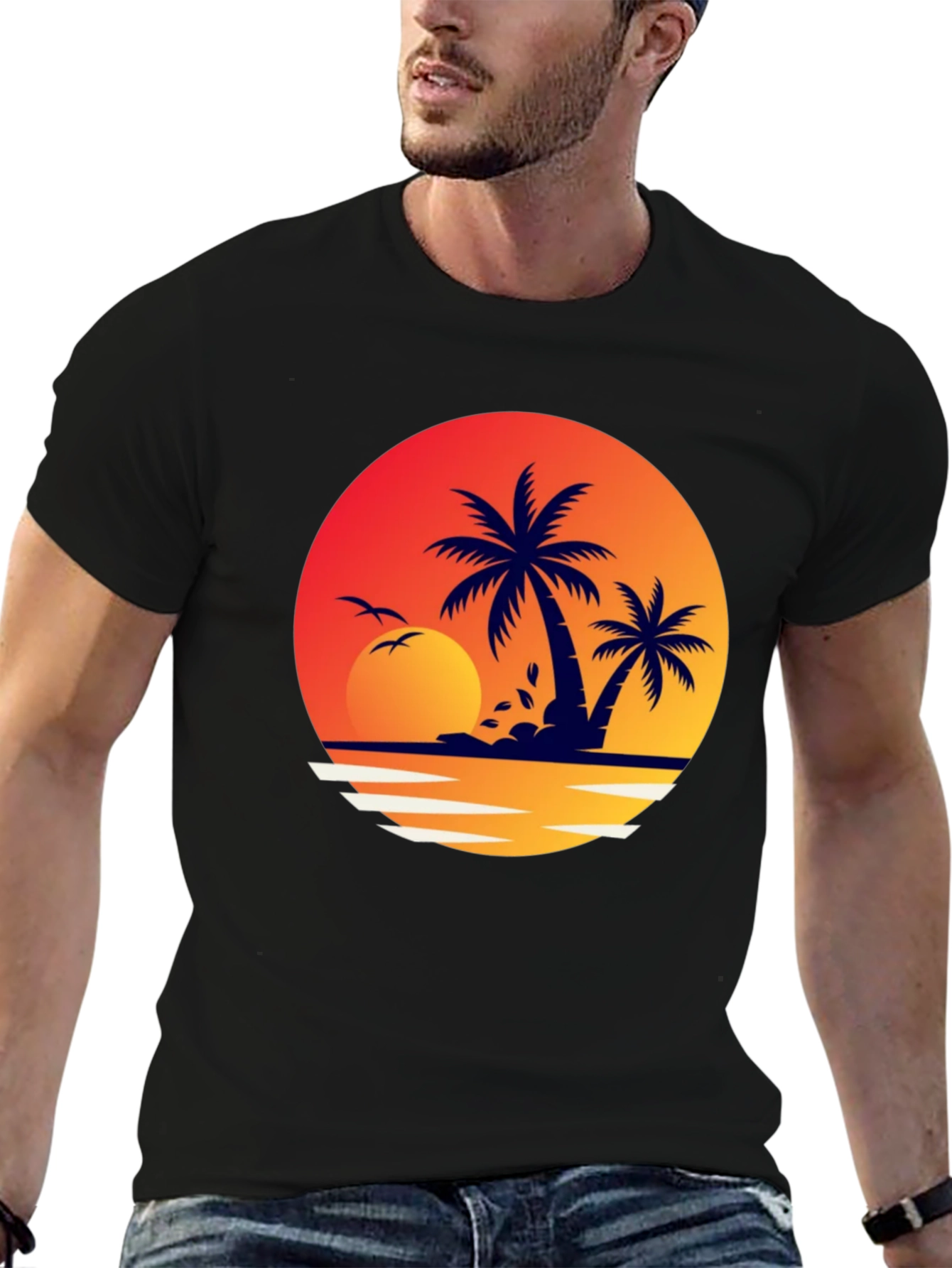 Tropical Sunset Graphic T-Shirt