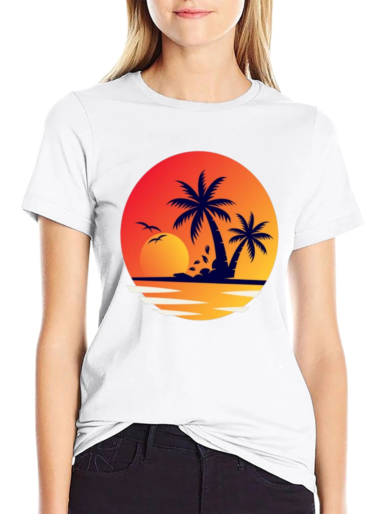 Tropical Sunset Graphic T-Shirt