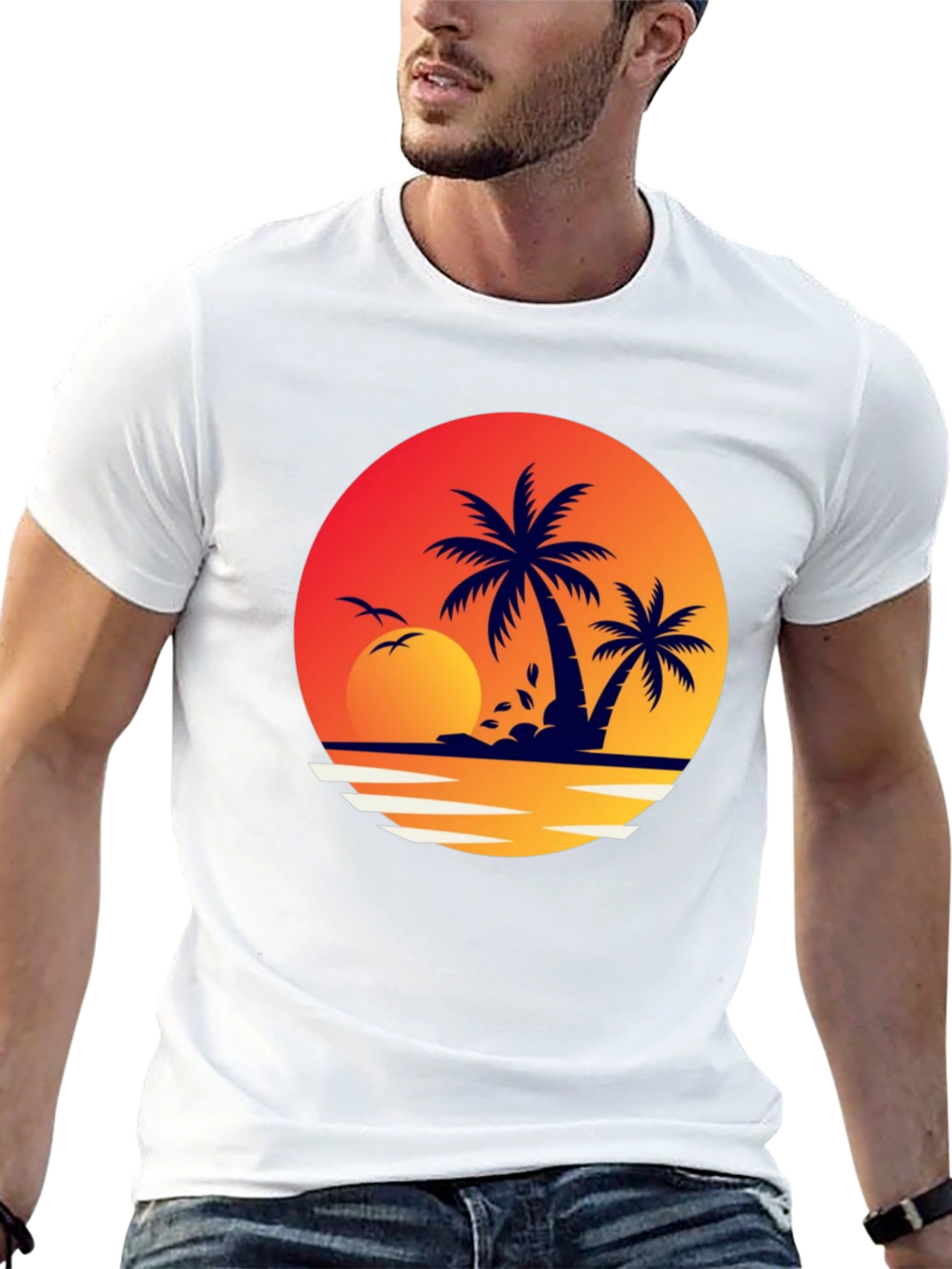 Tropical Sunset Graphic T-Shirt
