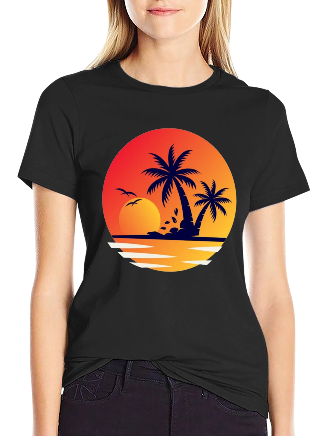 Tropical Sunset Graphic T-Shirt