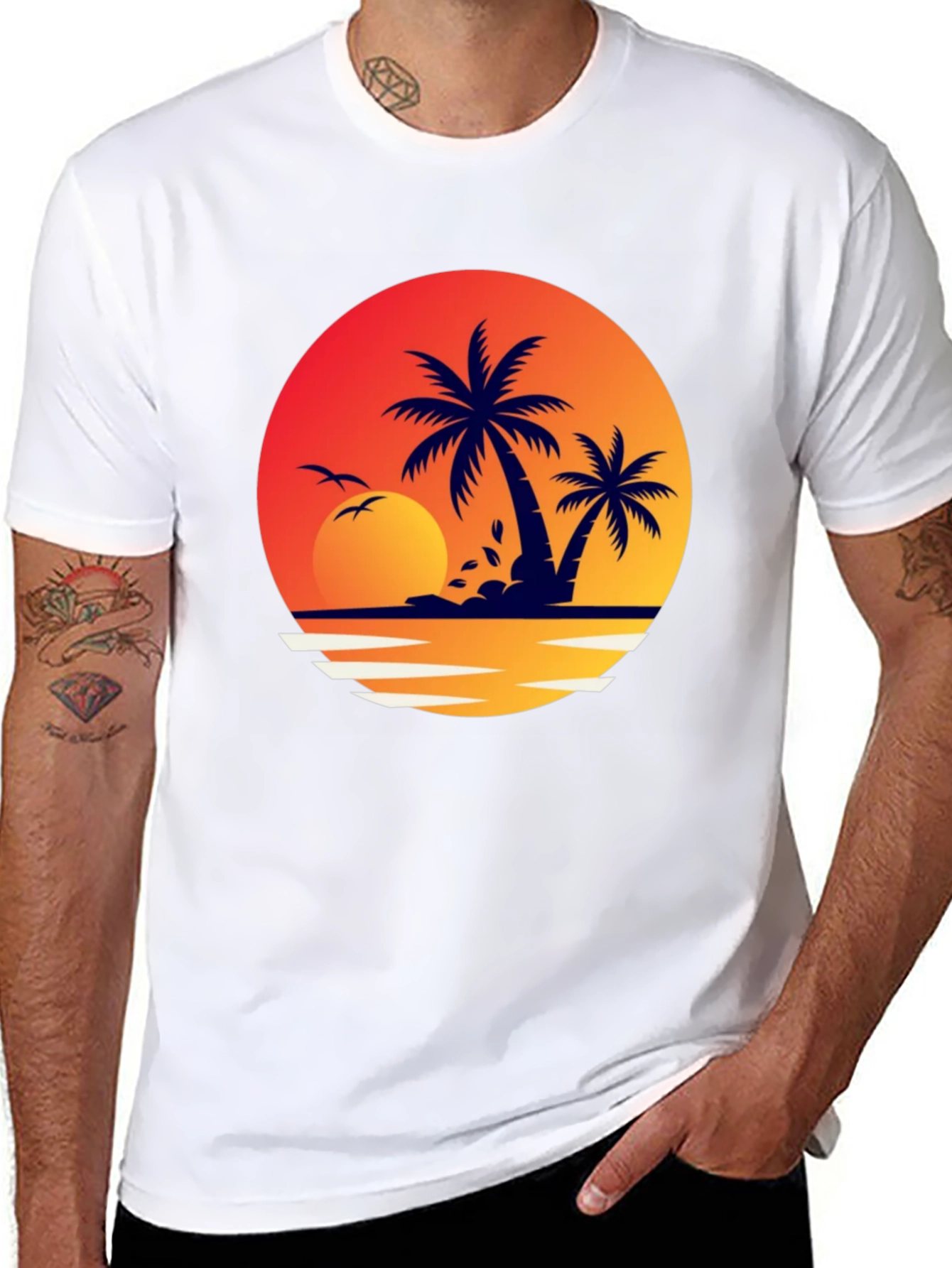 Tropical Sunset Graphic T-Shirt