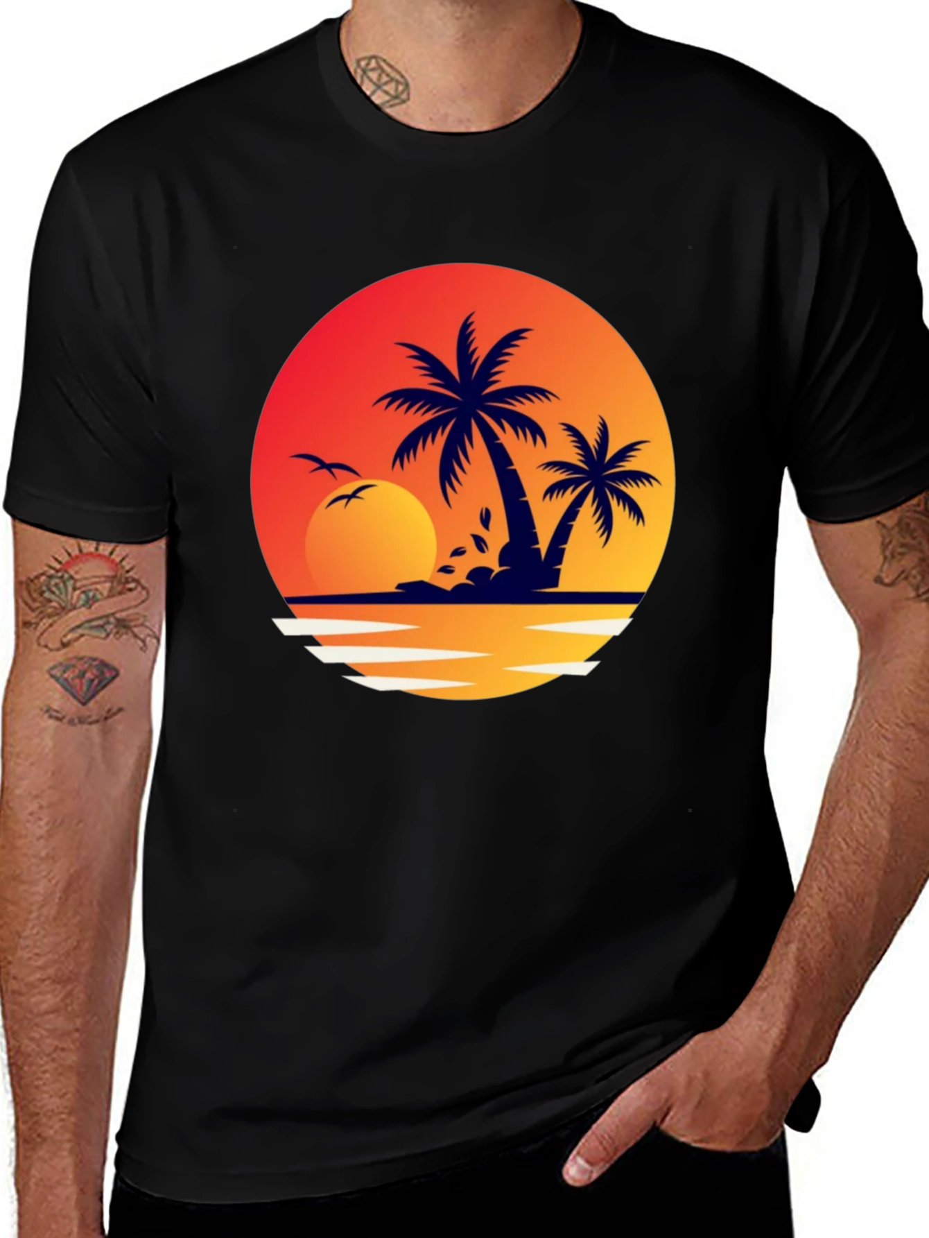 Tropical Sunset Graphic T-Shirt