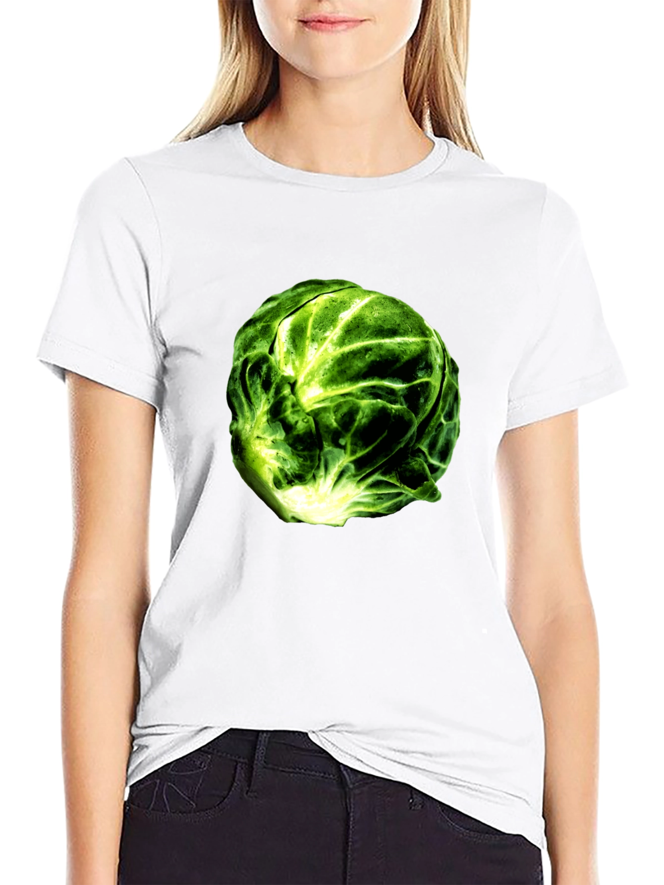Brussels Sprout Graphic Tee - Black Cotton T-Shirt