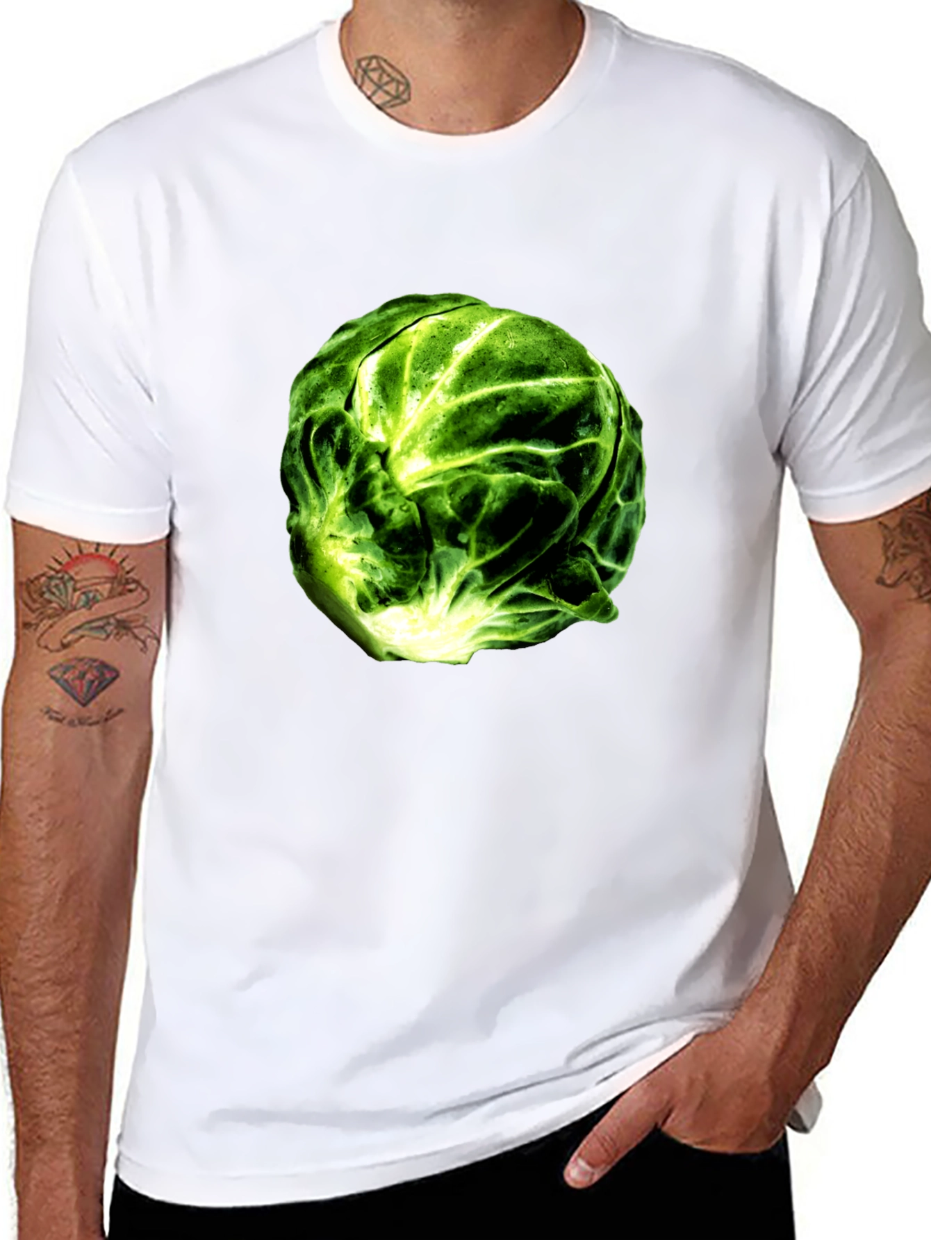Brussels Sprout Graphic Tee - Black Cotton T-Shirt