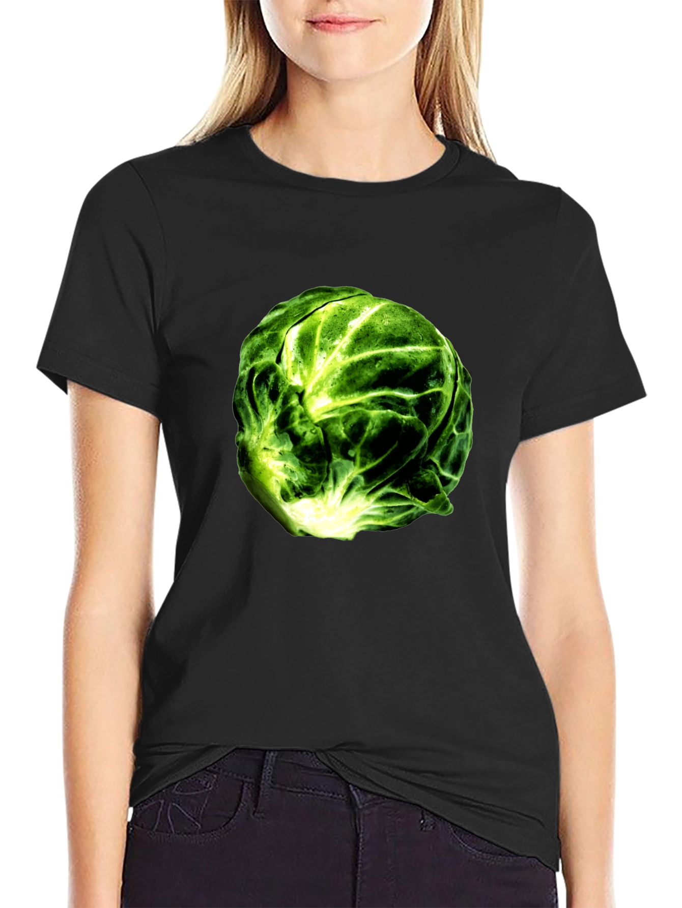 Brussels Sprout Graphic Tee - Black Cotton T-Shirt