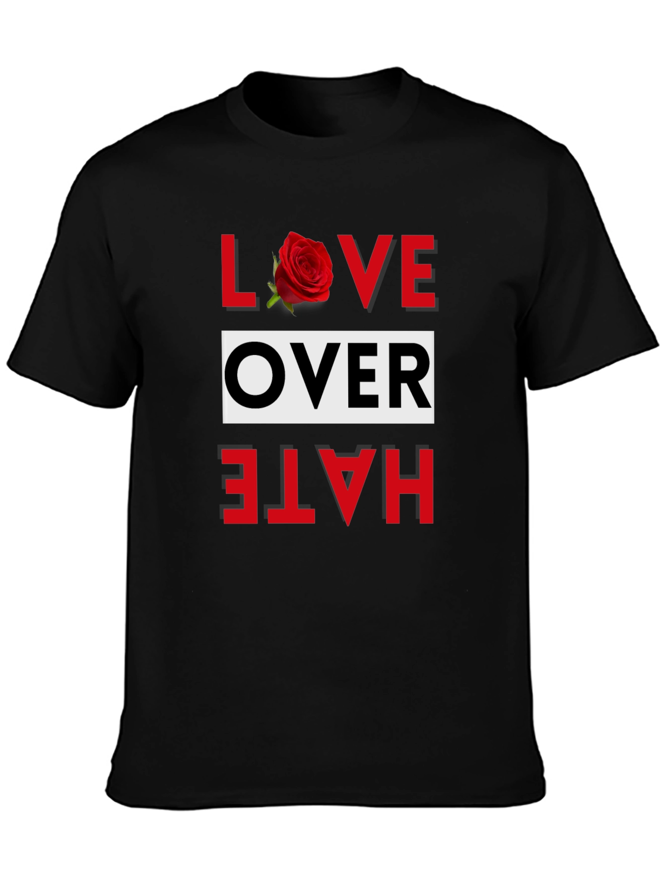 Love Over Hate Graphic Tee - Black Cotton Blend