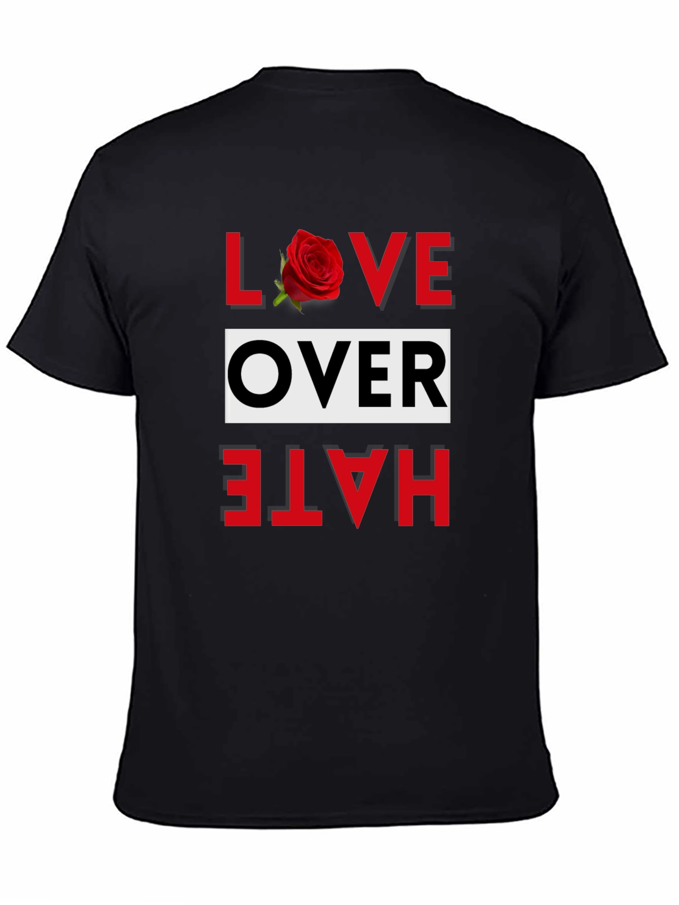 Love Over Hate Graphic Tee - Black Cotton Blend