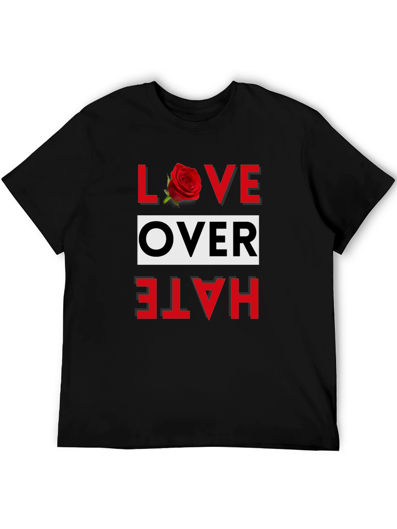 Love Over Hate Graphic Tee - Black Cotton Blend