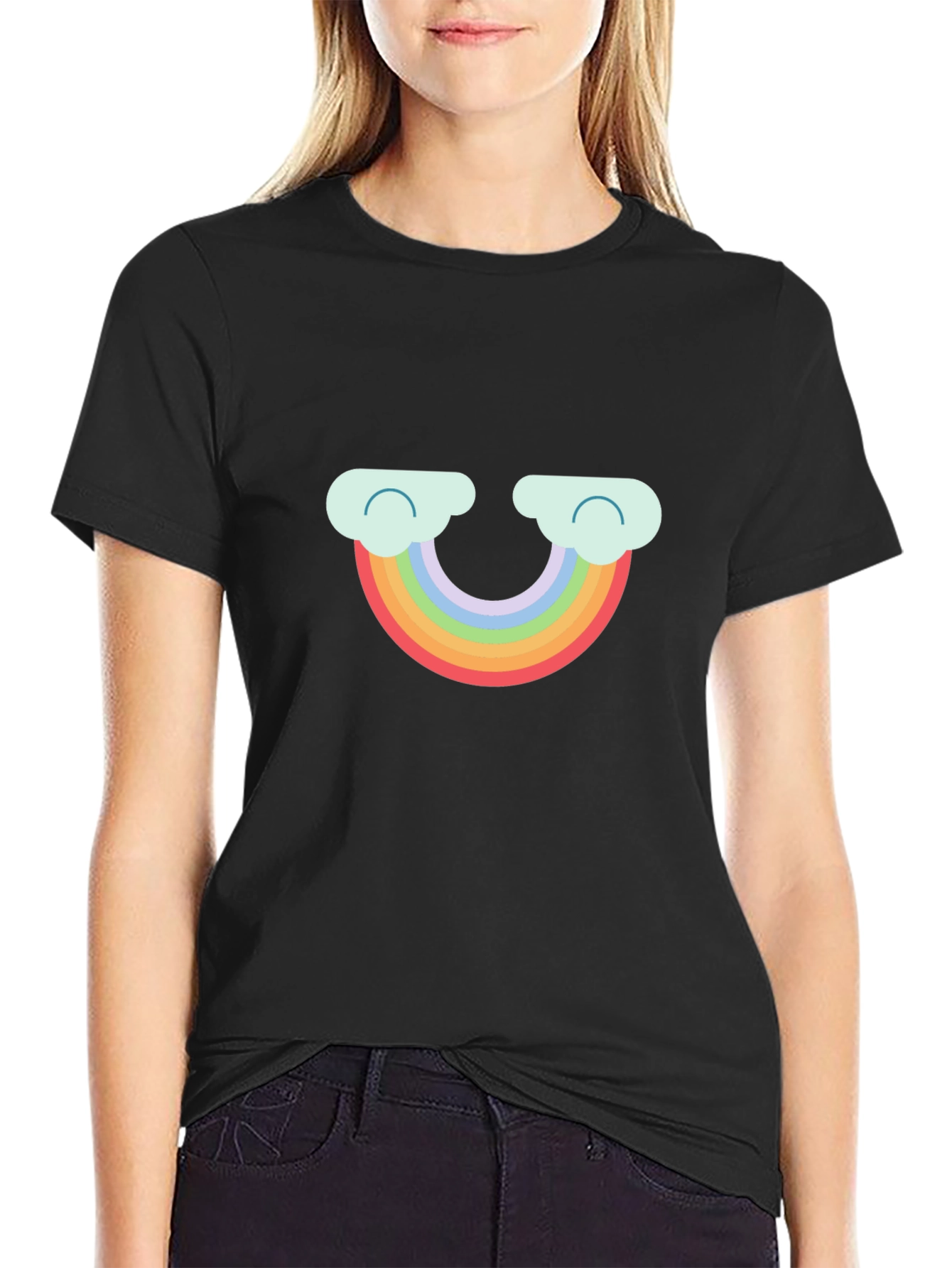 Rainbow Cloud Graphic Tee - Cute & Comfy T-Shirt