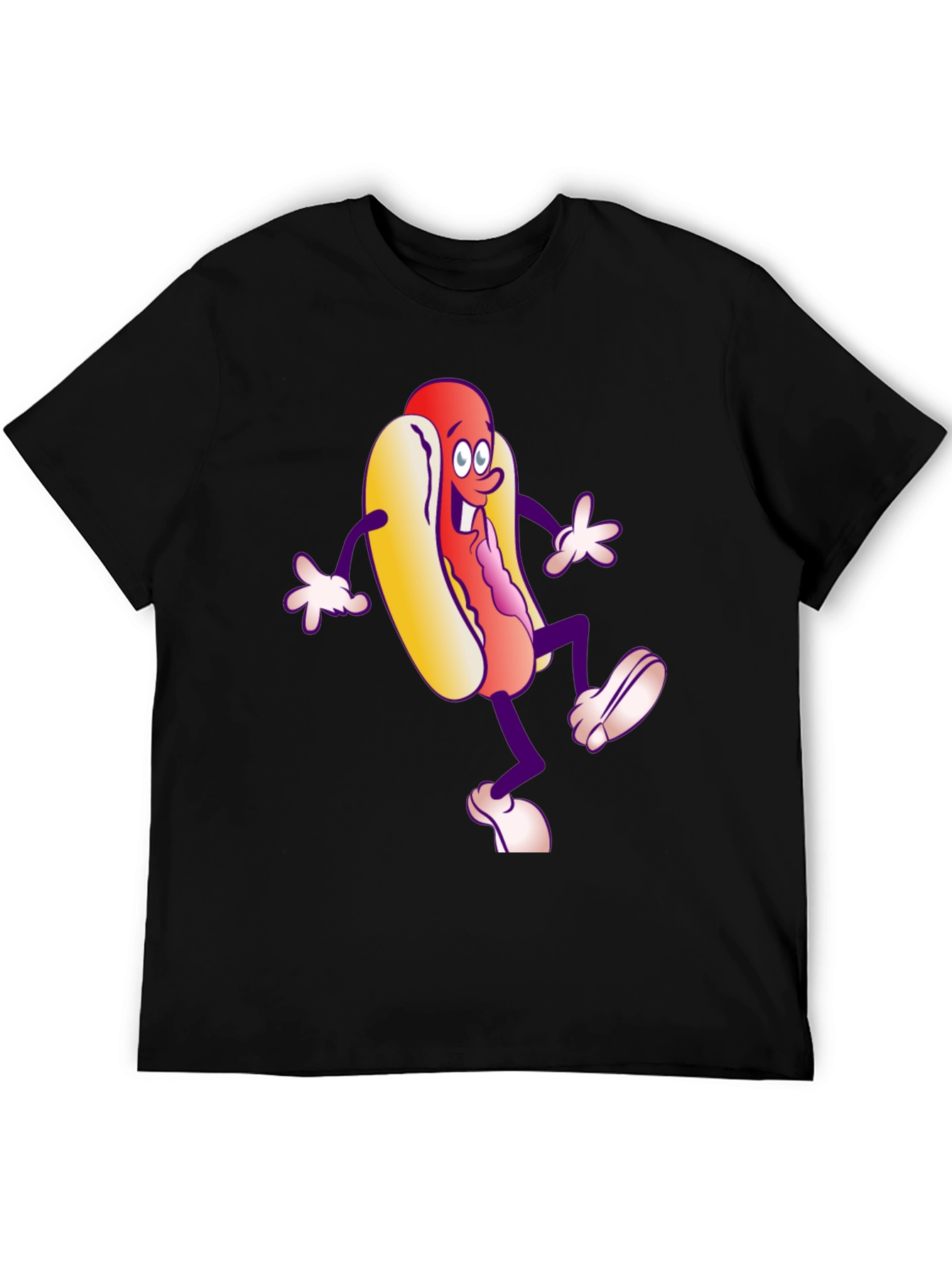 Cartoon Hotdog Graphic T-Shirt