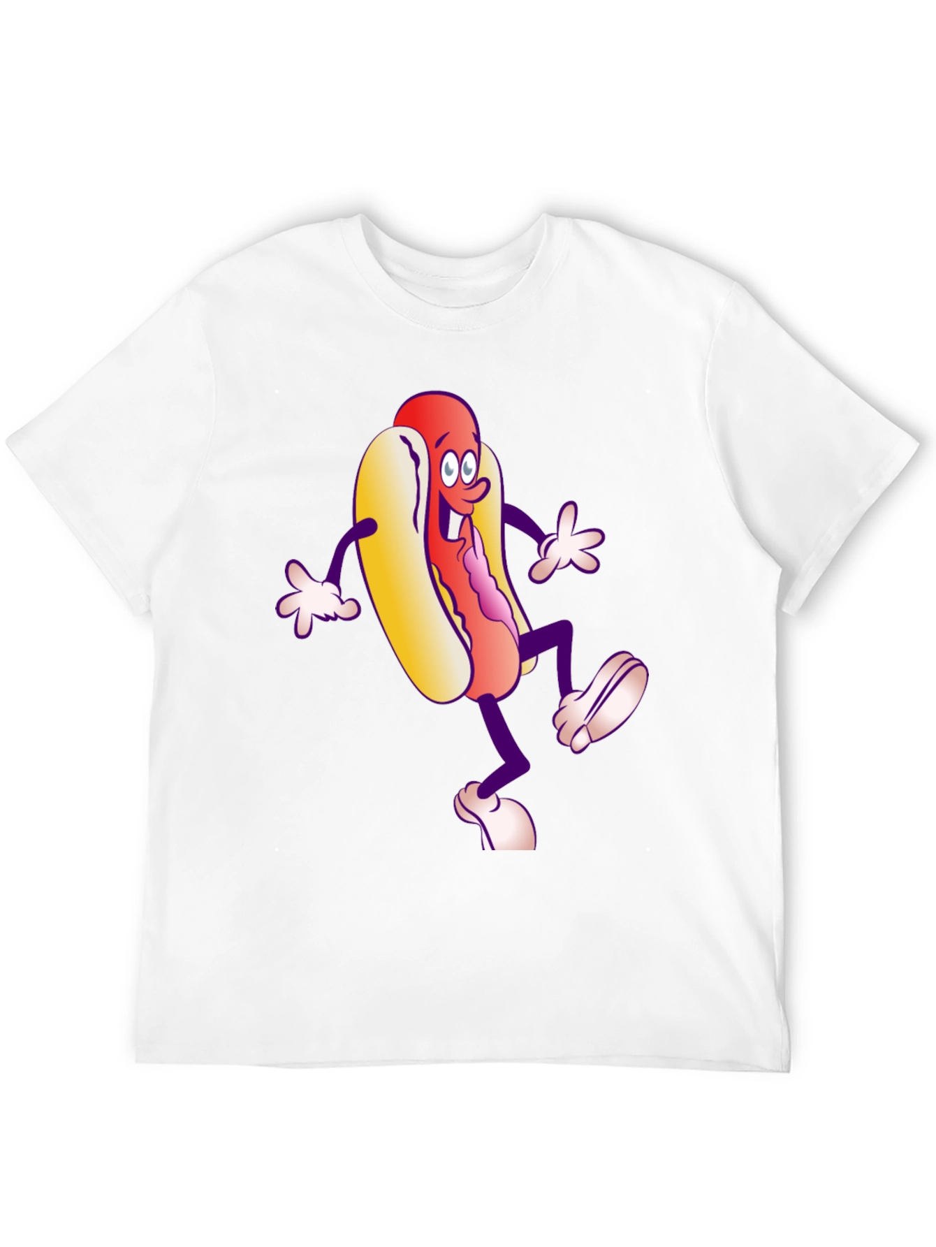 Cartoon Hotdog Graphic T-Shirt