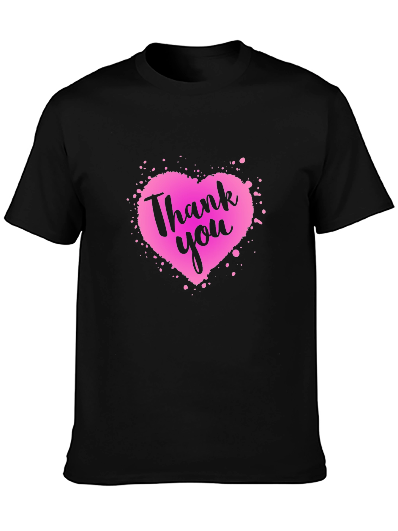 Thank You Heart Graphic Black T-Shirt