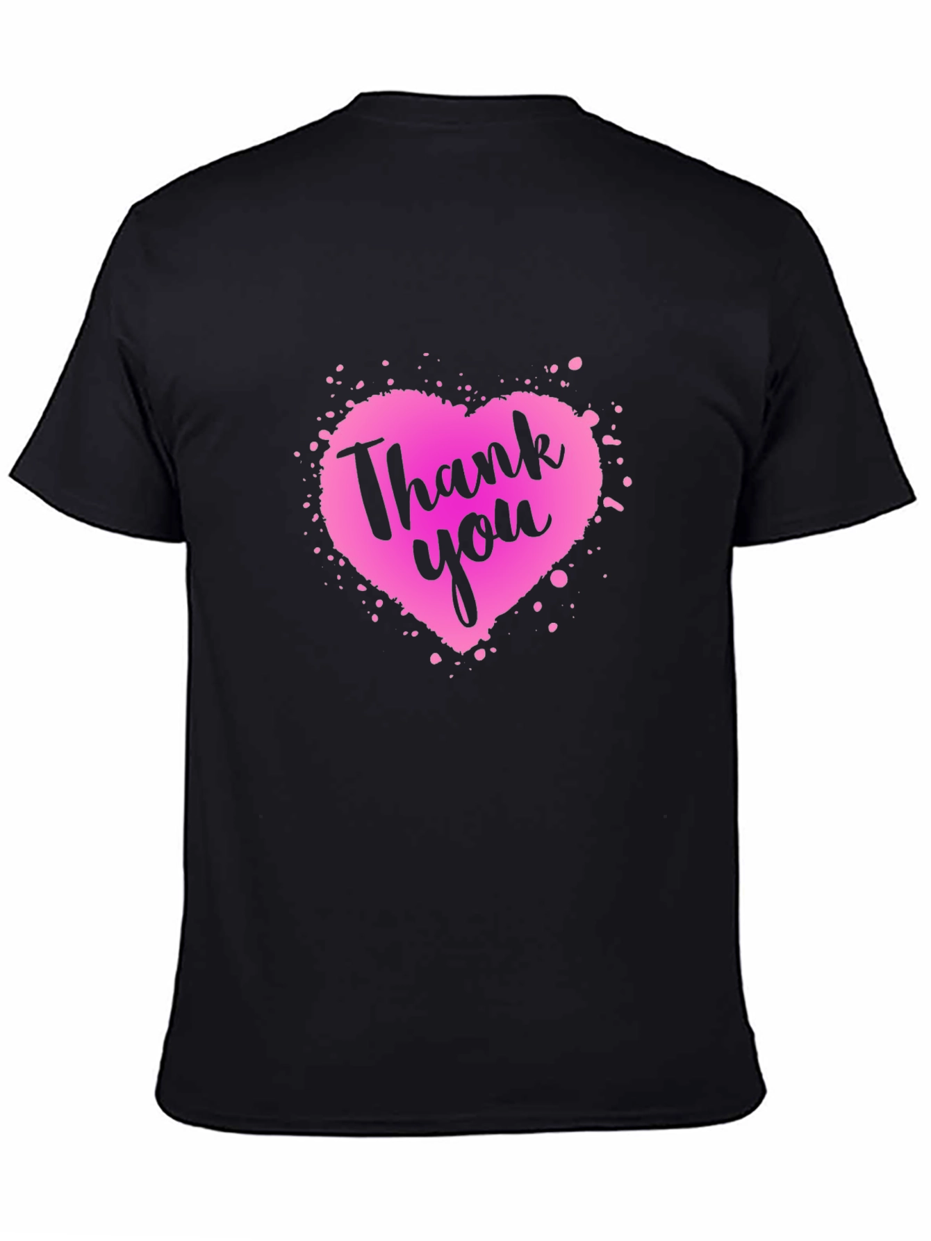 Thank You Heart Graphic Black T-Shirt