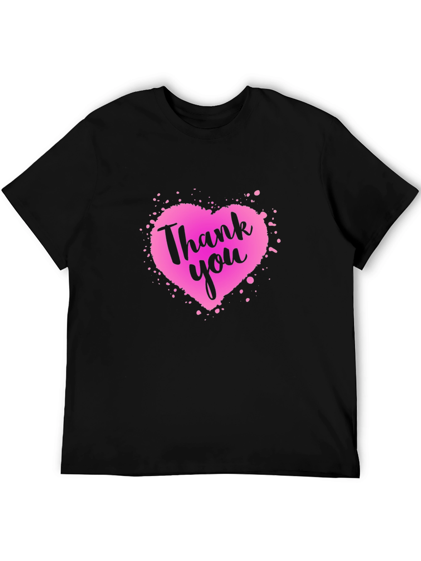 Thank You Heart Graphic Black T-Shirt