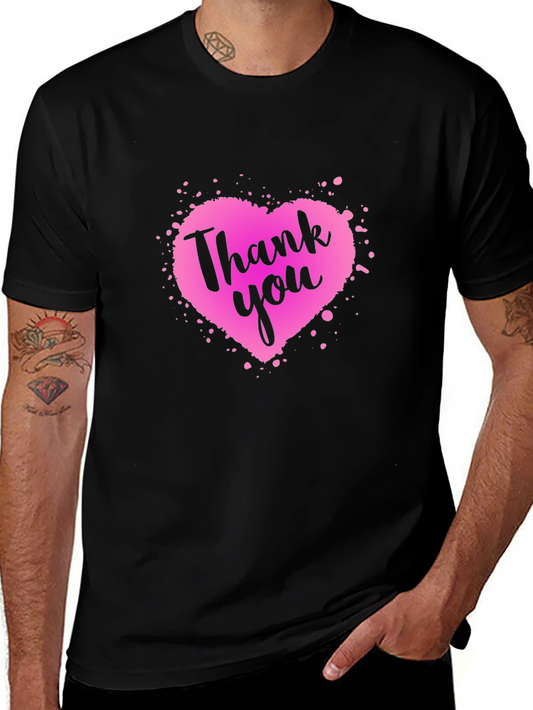 Thank You Heart Graphic Black T-Shirt