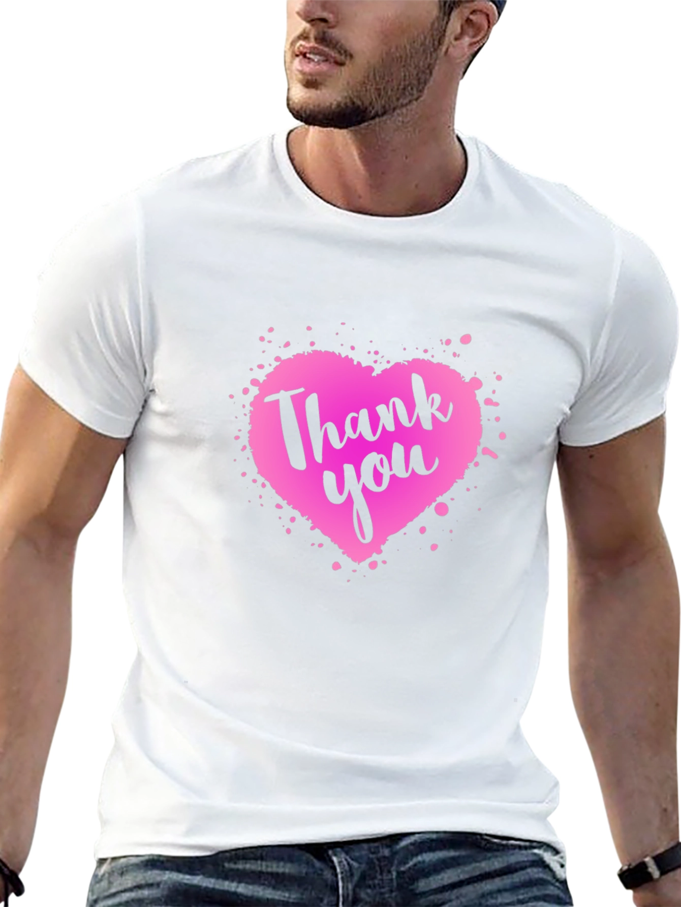 Thank You Heart Graphic Black T-Shirt