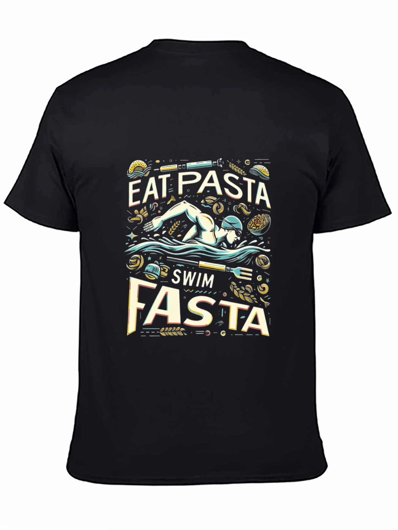 Eat Pasta Swim Fasta Black T-Shirt