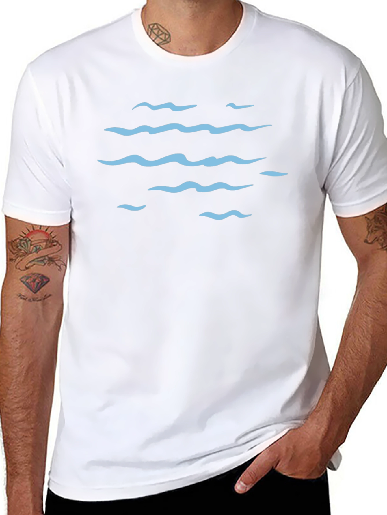 Ocean Wave Pattern Graphic Tee - Black