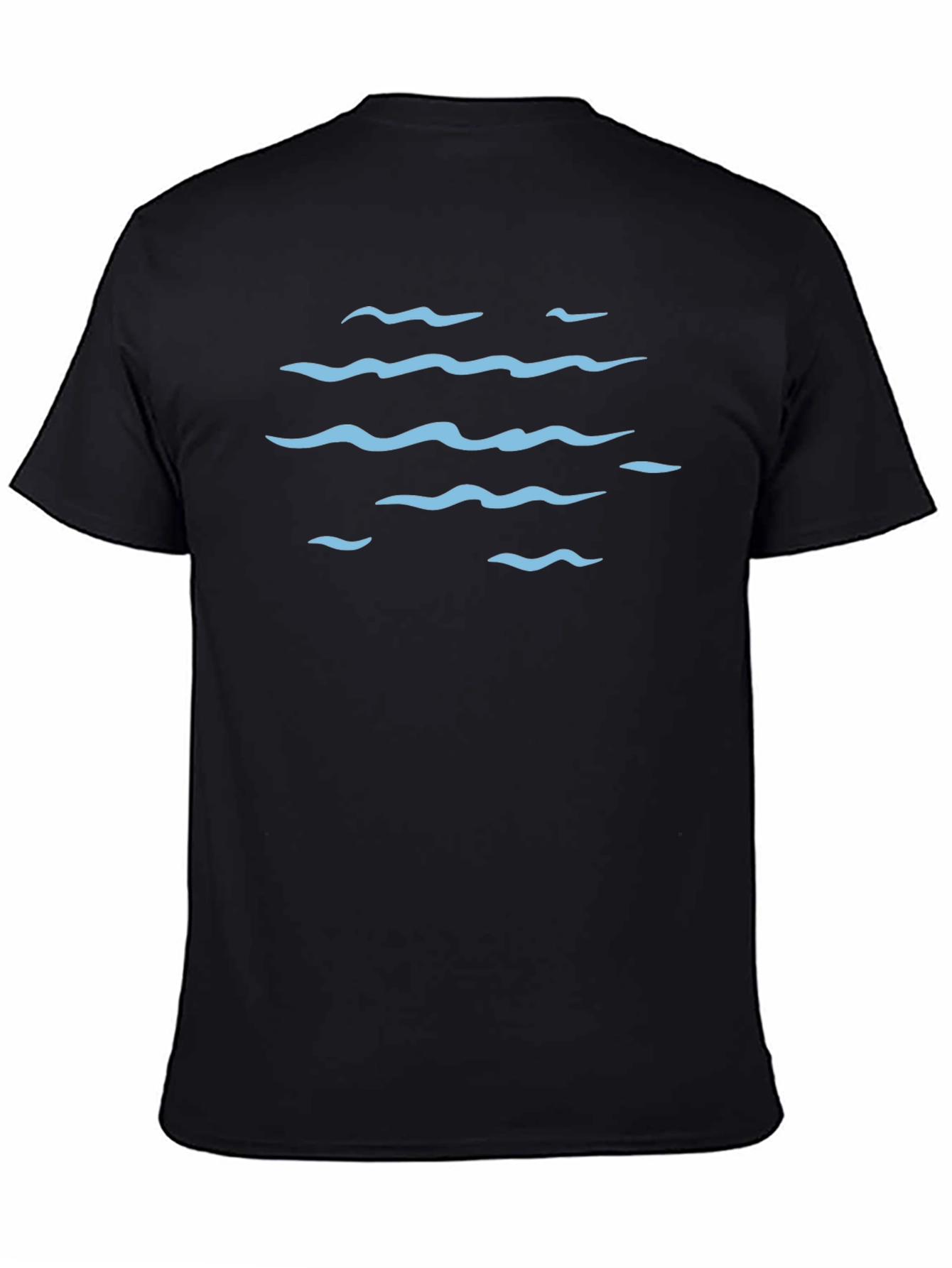 Ocean Wave Pattern Graphic Tee - Black