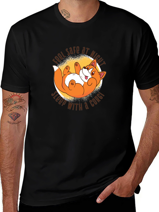 Corgi T-Shirt - Feel Safe at Night Sleep With a Corgi