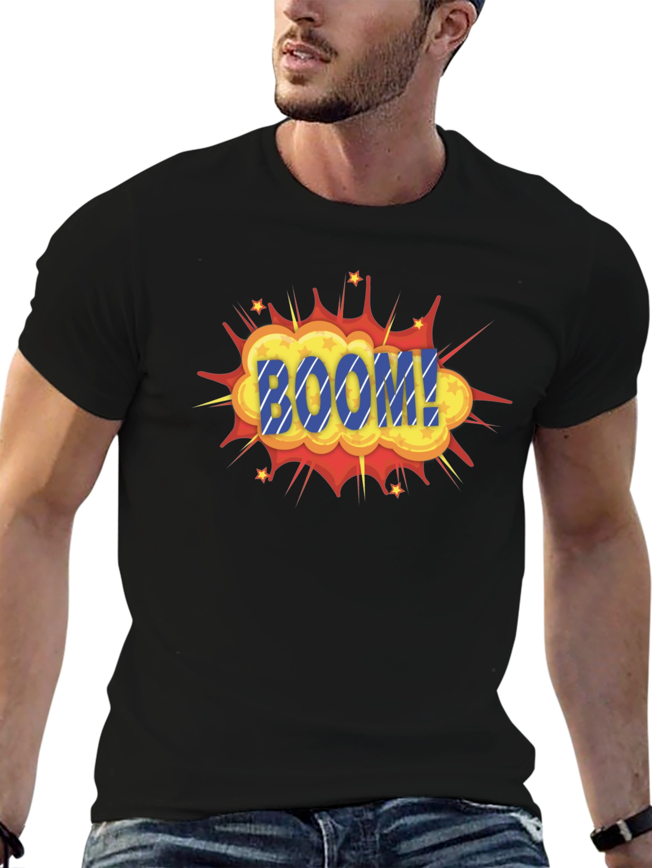 Boom Graphic Print Black T-Shirt