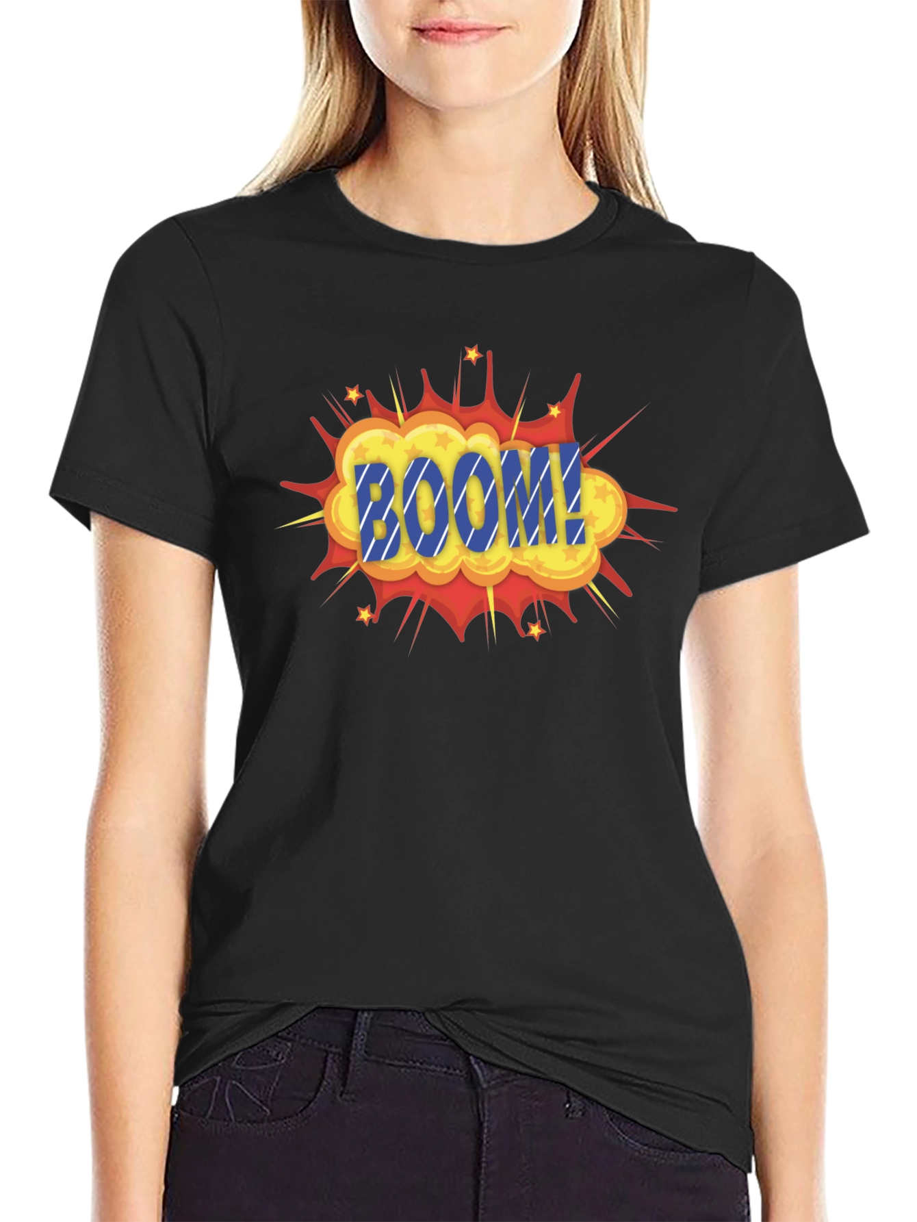 Boom Graphic Print Black T-Shirt