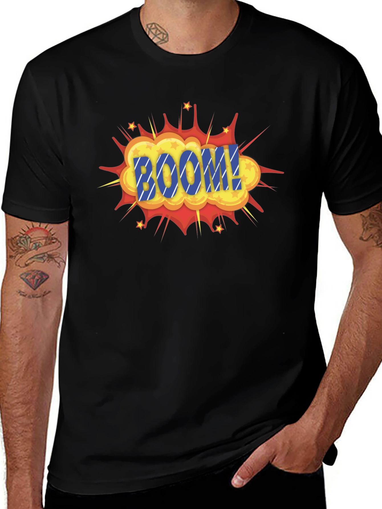 Boom Graphic Print Black T-Shirt